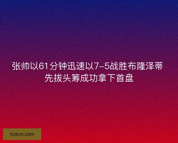 张帅以61分钟迅速以7-5战胜布隆泽蒂 先拔头筹成功拿下首盘