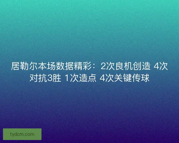 居勒尔本场数据精彩：2次良机创造 4次对抗3胜 1次造点 4次关键传球