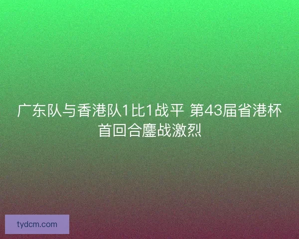 广东队与香港队1比1战平 第43届省港杯首回合鏖战激烈